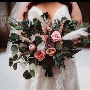 Boho Bridal Wedding Bouquet - Artificial Flowers
